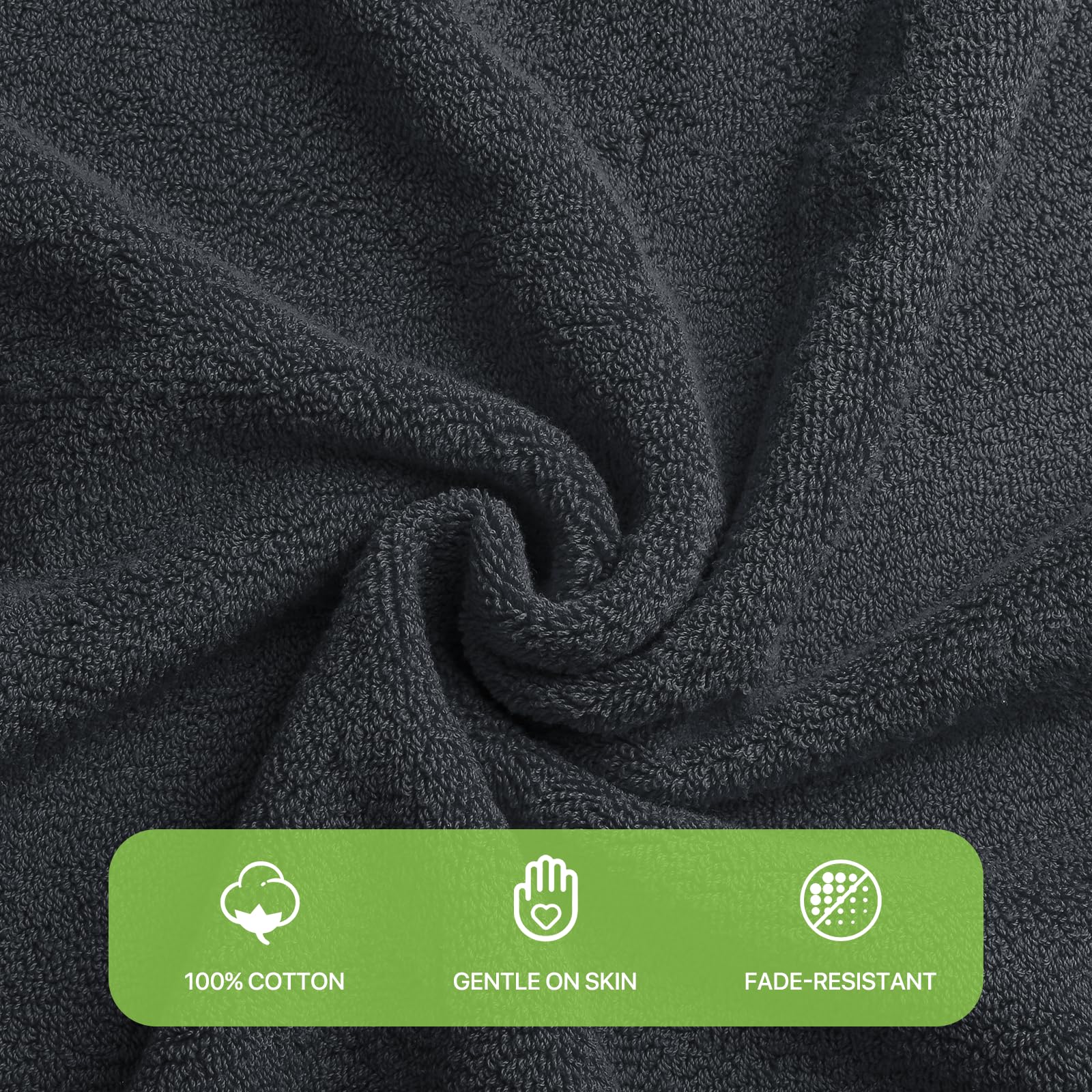 Magshion Extra Large Cotton Bath Towel Set of 2 - Oversized Quick-Dry Bath Sheets for Adults, Soft & Absorbent, Black - Perfect for Spa, Beach & Luxury Bathroom Use