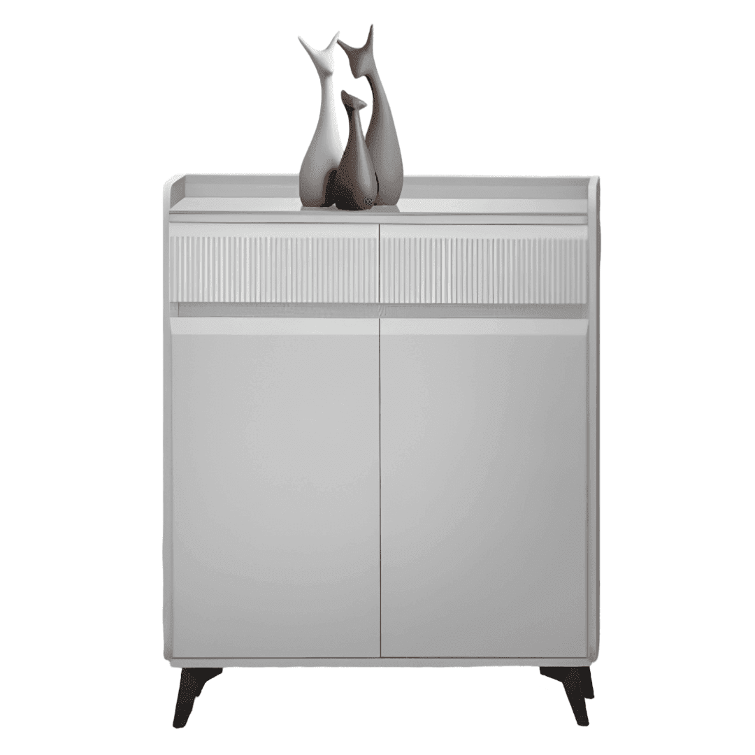 Evania 2 Door Shoe Cabinet with Durable Sintered Stone Top - Modern Entryway Storage Organizer for Shoes, Hats & Accessories | Perfect for Hallway, Mudroom or Closet Organization