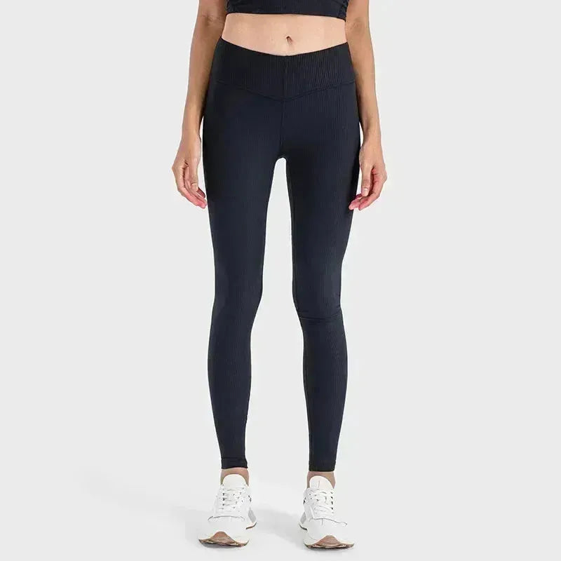 High Waist Yoga Pants for Women - Lemon Align Ribbed Workout Leggings with Elastic Lift Hip - Perfect for Running, Fitness, Exercise & Pilates - Gym, Lounge & Everyday Wear