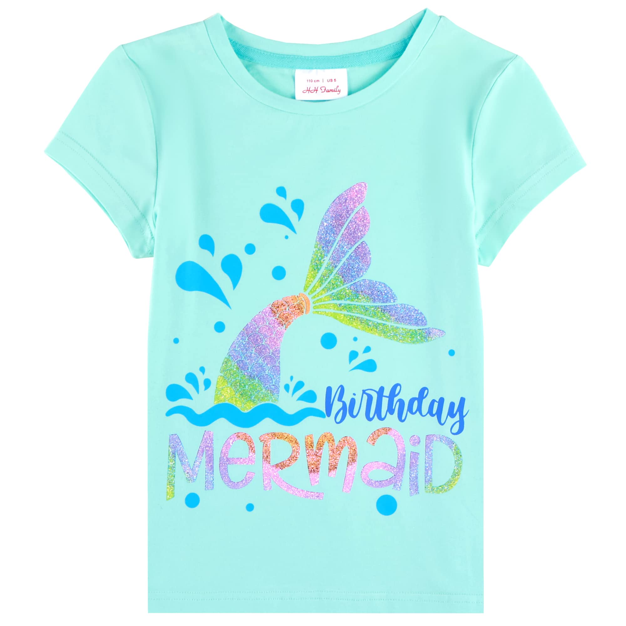HH Family Birthday Girl Shirt - Unicorn & Mermaid Themed Cute Casual T-Shirt for Girls Birthday Party Outfit | Perfect for Birthday Celebrations, Photoshoots & Special Occasions