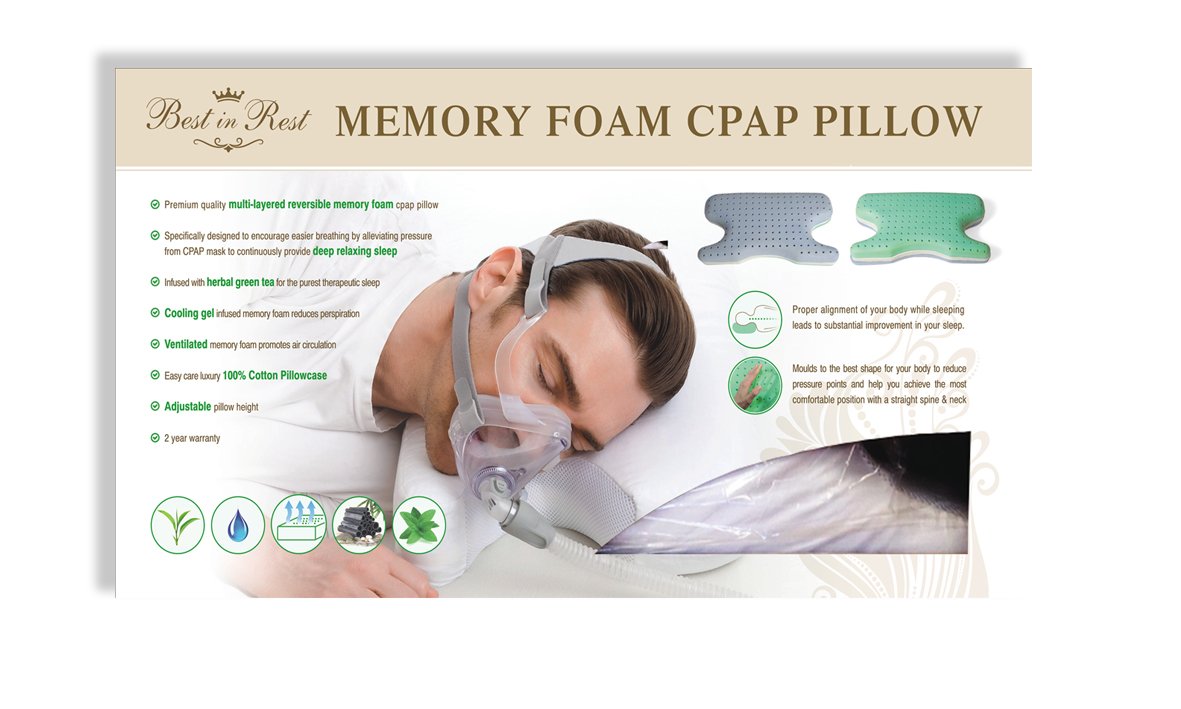 Best 2-in-1 Green Tea Infused Memory Foam CPAP Pillow for Side Sleepers - Queen Size, Adjustable Height & Firm Support for Neck Pain Relief | Perfect for CPAP Users & Sleep Apnea Therapy