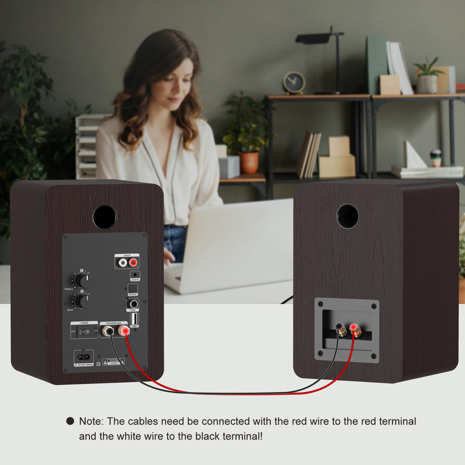 LONPOO 100W Bluetooth Bookshelf Speakers with 4'' Aluminum Woofer - Wireless Audio System for Home Theater, Gaming & Music | Supports RCA, Optical, Coaxial, USB, AUX Input for TV, PC, Turntable (LP-42M, Brown) - Perfect for Living Room, Bedroom & Office Entertainment