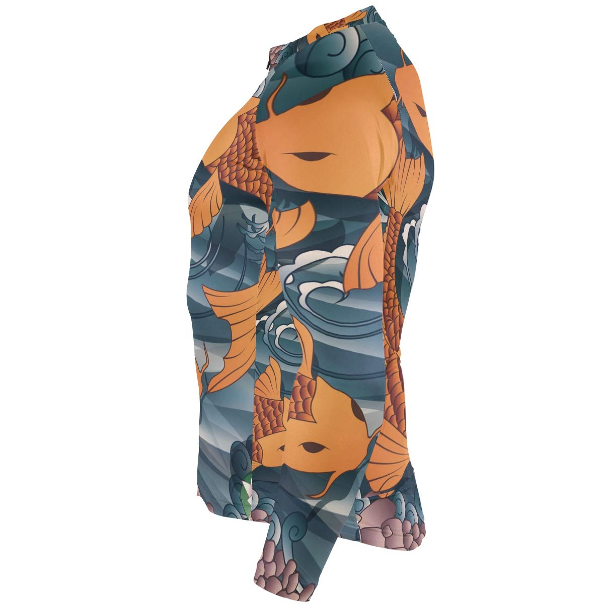 Japanese Koi Fish Print Men's Cycling Jersey - Long Sleeve Bike Jacket for Road & Mountain Biking - Breathable & Moisture-Wicking Performance Shirt for Cycling Enthusiasts - Perfect for Commuting, Training & Outdoor Sports
