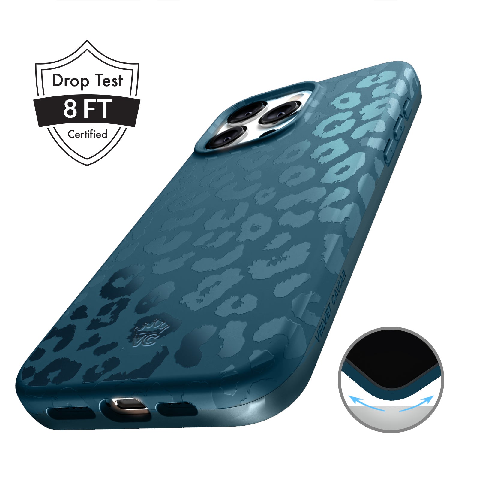 Metallic Navy Leopard Print iPhone Case - Stylish Protective Cover for iPhone 12/13/14/15 Pro Max | Perfect for Everyday Use, Travel & Fashion Accessories