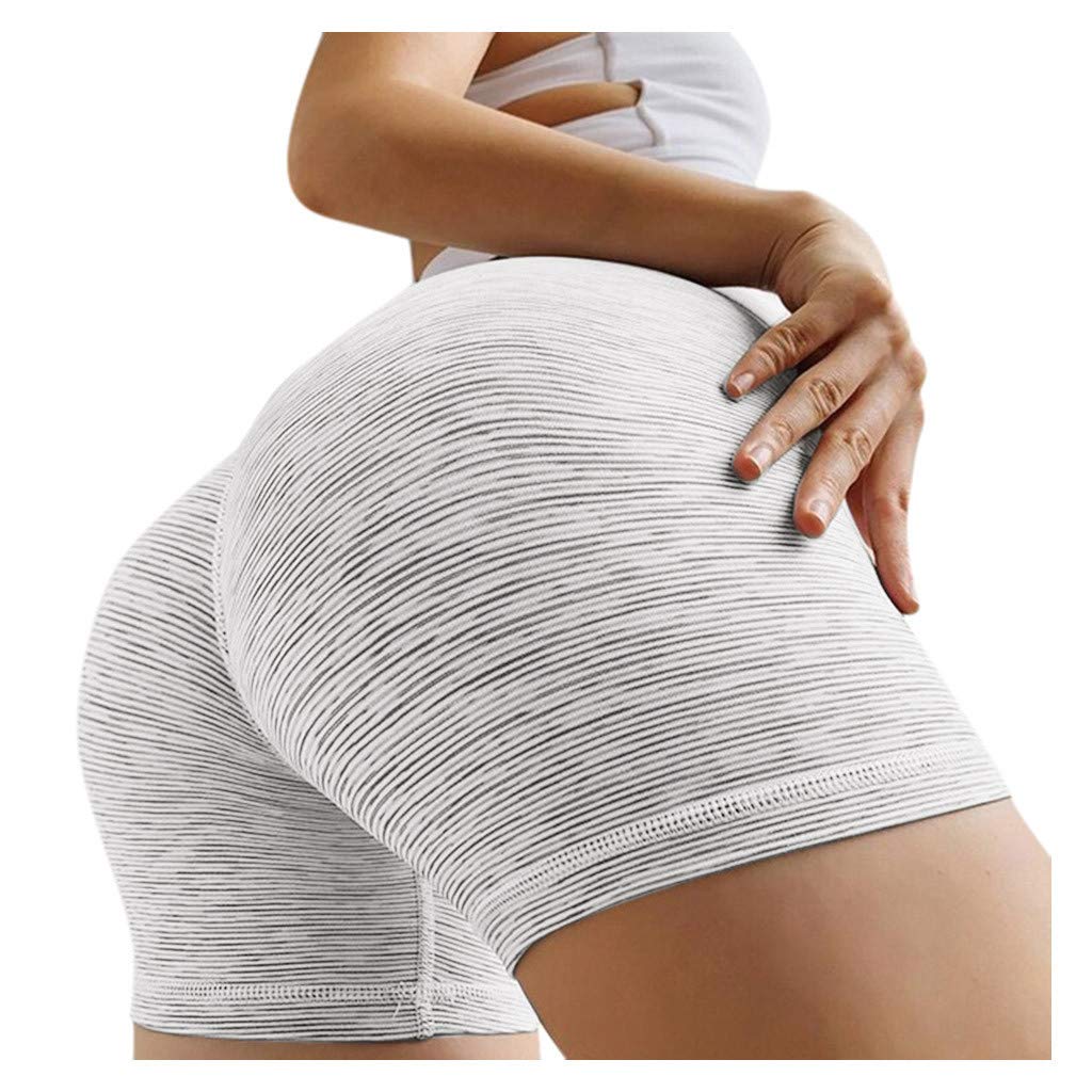HUERTOP Women's High Waisted Biker Shorts - Breathable Compression Workout Shorts for Yoga, Running & Cycling - White Athletic Bike Shorts for Women - Perfect for Gym, Fitness & Casual Wear