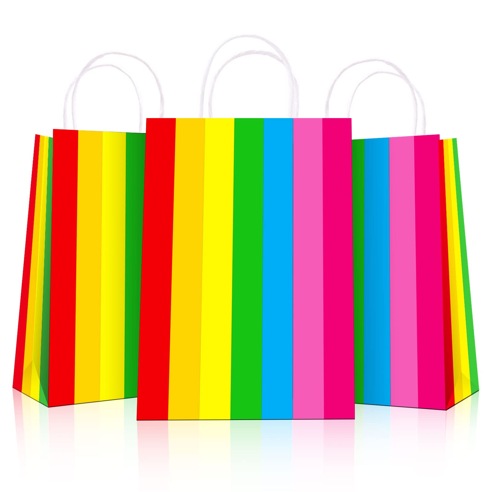 24 Pack Rainbow Unicorn Party Favor Bags with Handles - Colorful Candy Treat Bags for Birthday Parties, Baby Showers & Goodie Gifts - Perfect for Kids' Birthday Decorations, School Events & Themed Celebrations