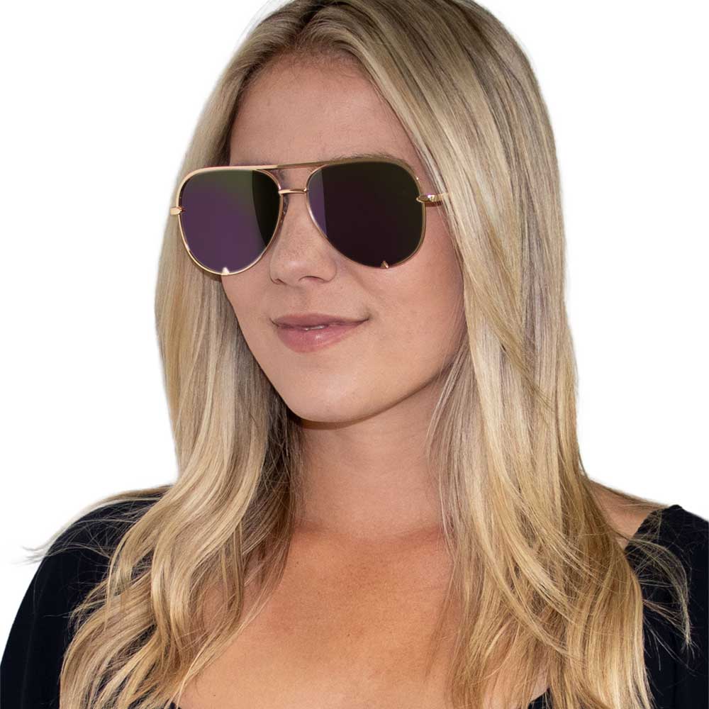 Fifth & Ninth Walker Polarized Sunglasses - Opal Mirrored/Gold Frame - UV400 Protection - Stylish Aviator Sunglasses for Men & Women - Perfect for Driving, Beach, and Outdoor Activities