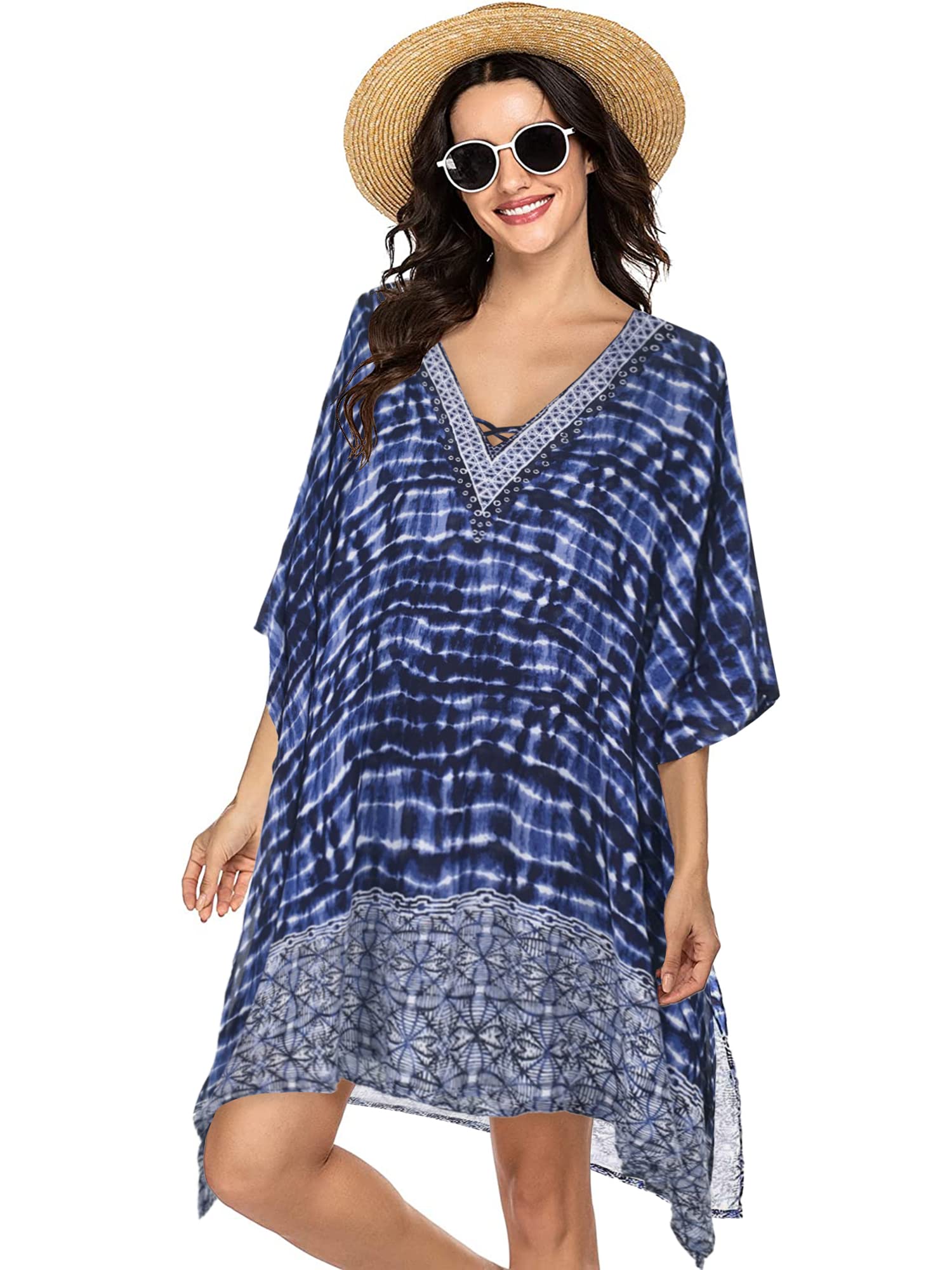 Floral Print Women's Swimsuit Cover Up - Lightweight Beach Kaftan for Pool, Vacation & Summer Outfits | Bathing Suit Cover with Flowy Design