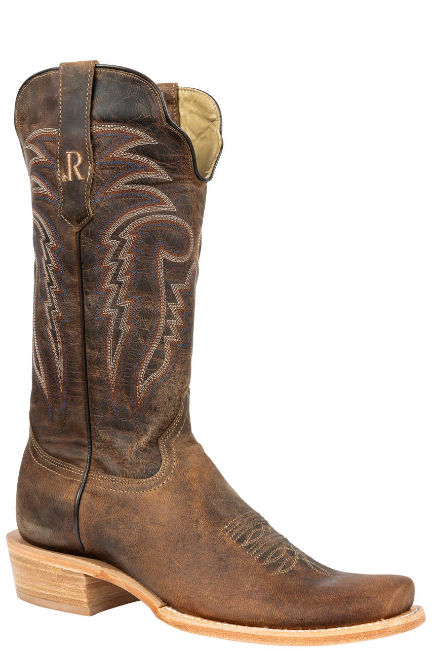 R. Watson Genuine Leather Goat Cowboy Boots for Men - Tan Western Boots for Country Riding, Line Dancing & Rodeo Events