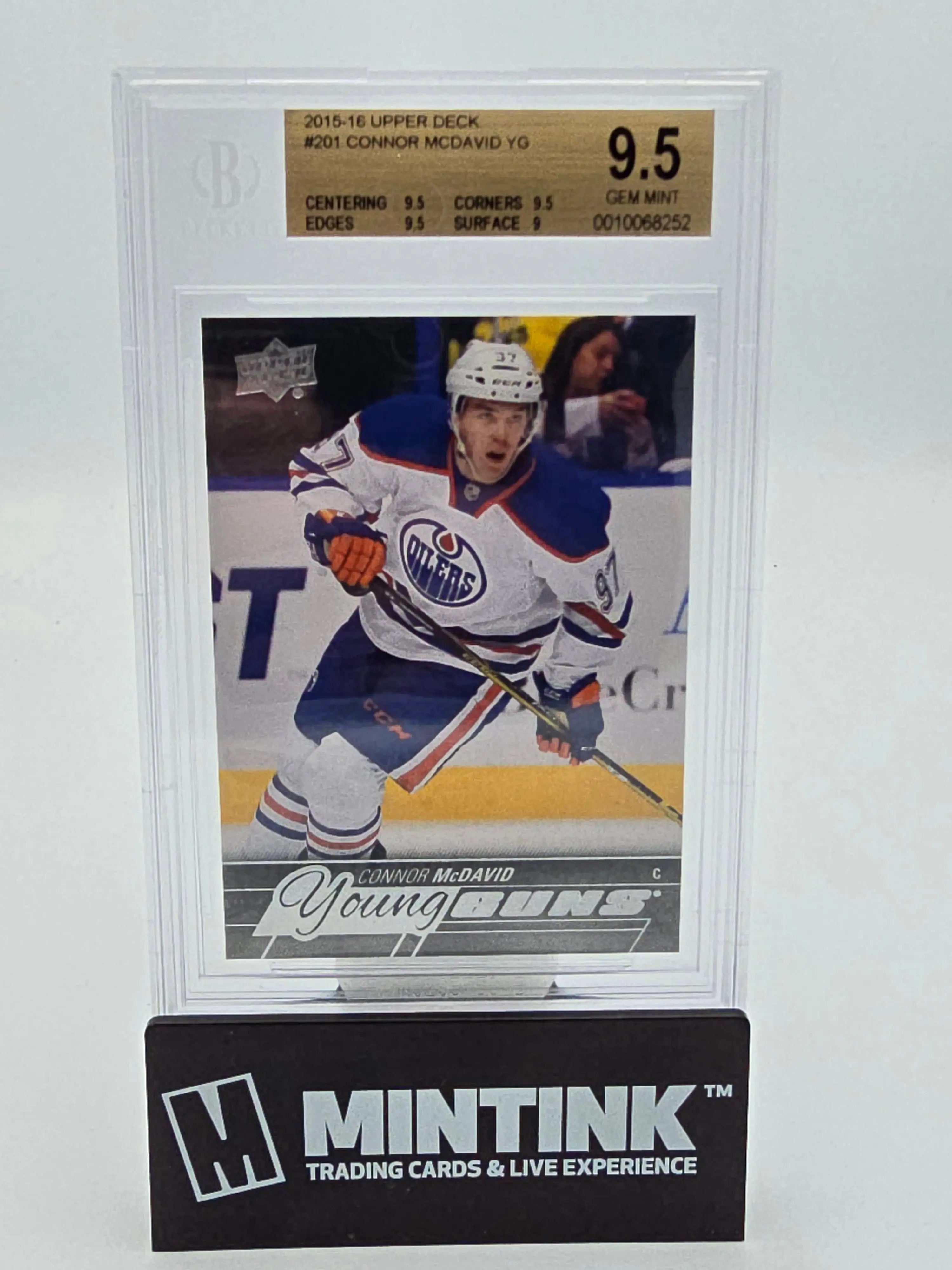2015-16 Upper Deck Series One Hockey Connor McDavid Young Guns Rookie Card BGS 9.5 Gem Mint - Perfect for Hockey Collectors and Sports Memorabilia Enthusiasts