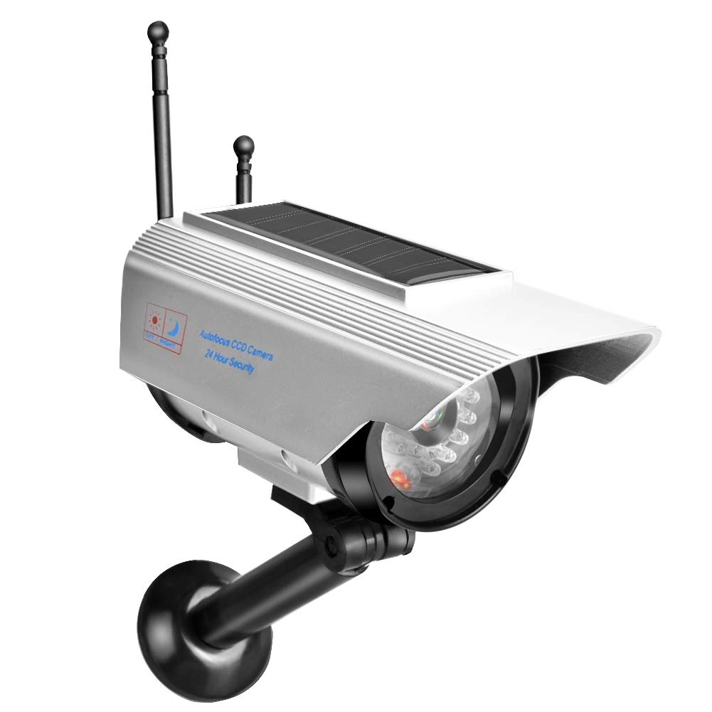 Walfront Solar Powered LED Fake Security Camera - Outdoor Dummy Surveillance Camera with Weatherproof Design for Home & Business Protection | Ideal for Deterring Burglars & Enhancing Safety