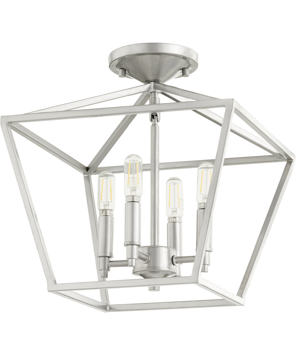 13W Gabriel 4-Light Ceiling Flush Mount Fixture in Classic Nickel Finish - Perfect for Bedroom, Living Room & Hallway Lighting