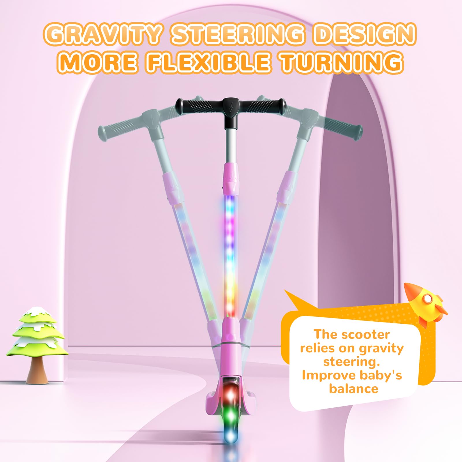 **TST Electric Scooter for Kids Ages 6-12 | Adjustable Height, LED Light-Up Wheels & Deck Lights | Max 5 Miles & 5 MPH | Perfect for Commuting, Outdoor Play & Neighborhood Rides**