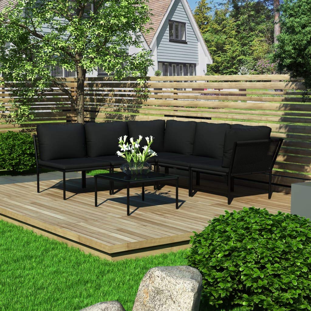6-Piece Outdoor Patio Furniture Set - Steel Frame Conversation Sofa Lounge with Cushions & Coffee Table - Perfect for Backyard, Porch, Garden, Poolside & Balcony Relaxation