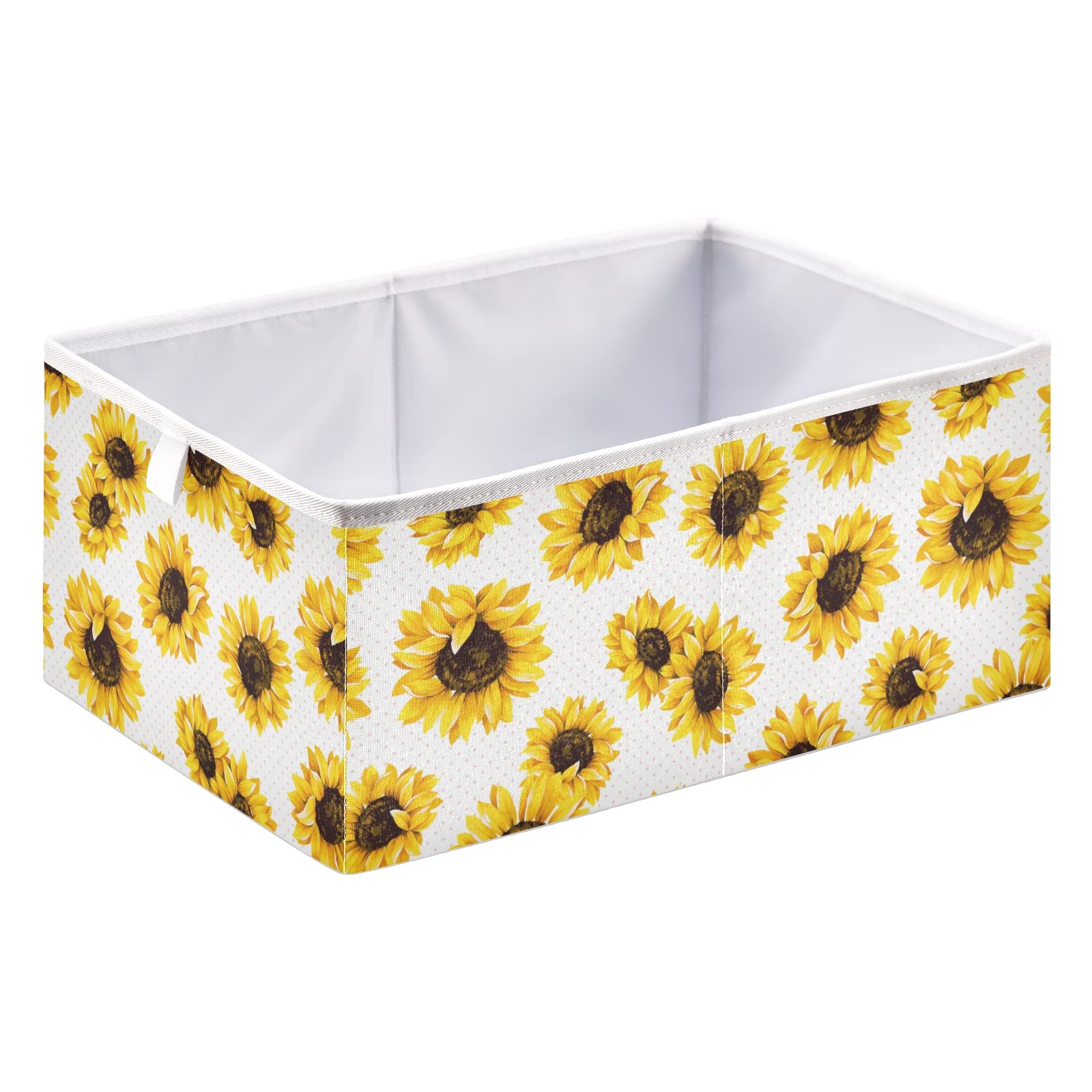 Foldable Collapsible Storage Baskets for Shelves - 16 x 11 Inch Sunflower Design Organizer Bins for Toys, Clothes, Books | Perfect for Closet, Pantry & Home Organization