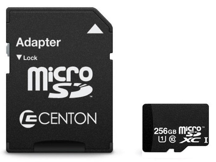Centon 128GB/256GB MicroSDXC UHS-I Memory Card with SD Adapter - High Speed Class 10 for Smartphones, Tablets, Action Cameras & Drones - Waterproof, Shockproof & Temperature Proof