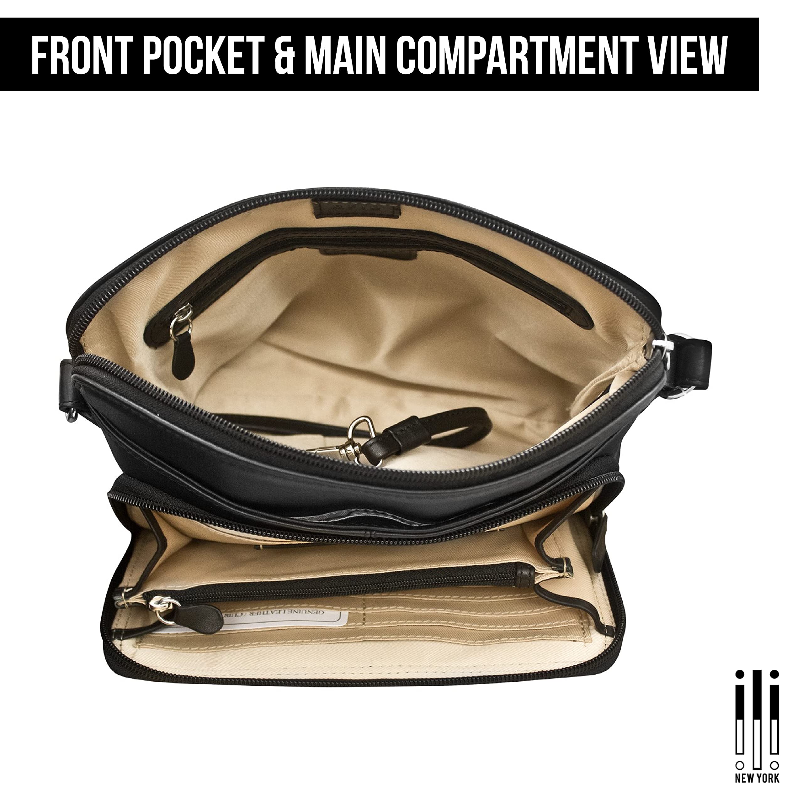 Premium Genuine Leather Crossbody Bag for Women - RFID Blocking Shoulder Purse with Adjustable Strap | Ideal for Travel, Work & Everyday Use | ili New York Fashion Handbag