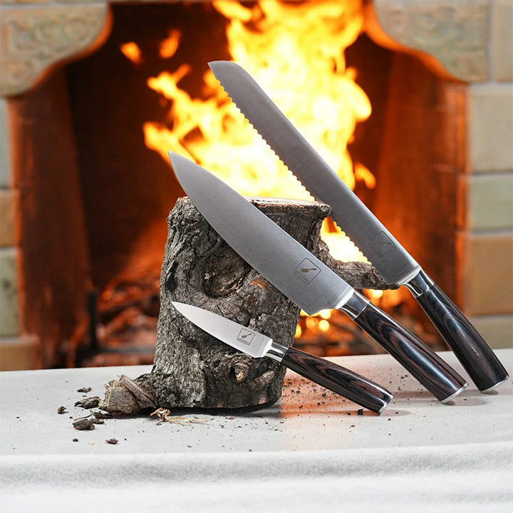 3-Piece Stainless Steel Paring Knife Set - Sharp Kitchen Knives for Peeling, Slicing & Trimming - Perfect for Fruits, Vegetables & Small Food Prep