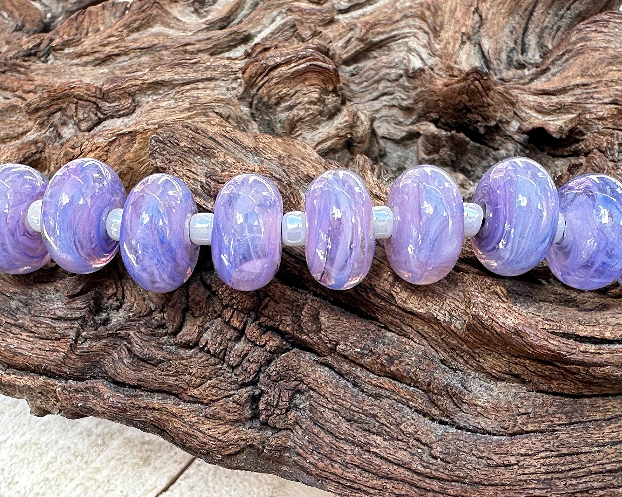 13 Tanzanite Purple Swirl Lampwork Glass Beads Set for Jewelry Making - DIY Bracelet, Necklace & Craft Projects - SRA Certified
