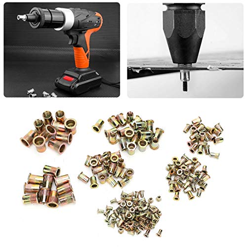 Stainless Steel Rivet Nuts Kit - M3 M4 M5 M6 M8 M10 M12 Assorted Threaded Inserts for Metal Plates, Pipes & DIY Projects - Heavy Duty Fasteners for Automotive, HVAC & Industrial Applications