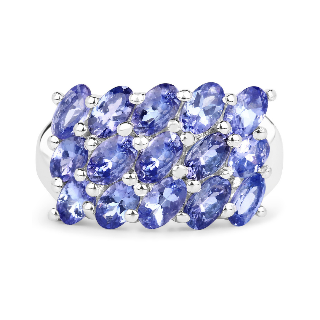 Genuine Tanzanite Cluster Ring – 925 Sterling Silver Women's Jewelry for Engagement, Wedding & Special Occasions