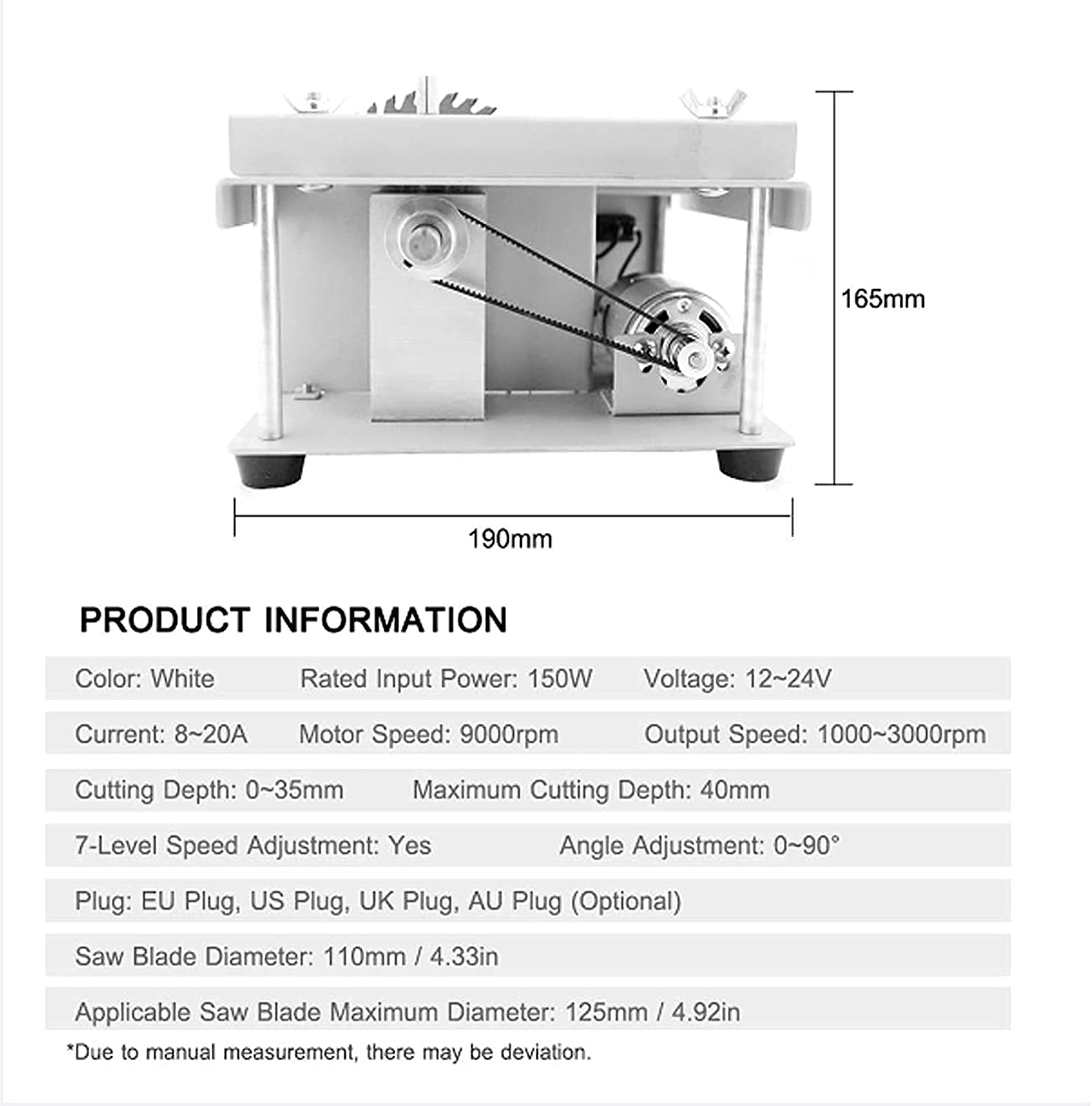 Mini Precision Table Saw - 9000 RPM Multifunctional Woodworking Bench for DIY, Handmade Wooden Model Crafts & PCB Cutting | Perfect for Hobbyists, Woodworkers & Electronics Enthusiasts