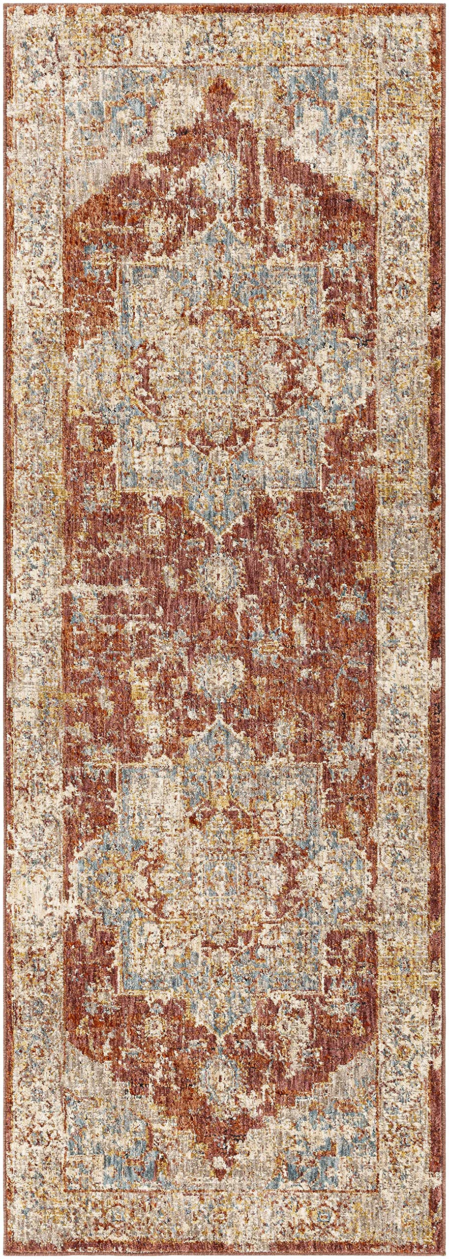 Hauteloom Powassan Modern Area Rug for Living Room & Bedroom - Soft Gray, Beige, Red - 9' x 12'2