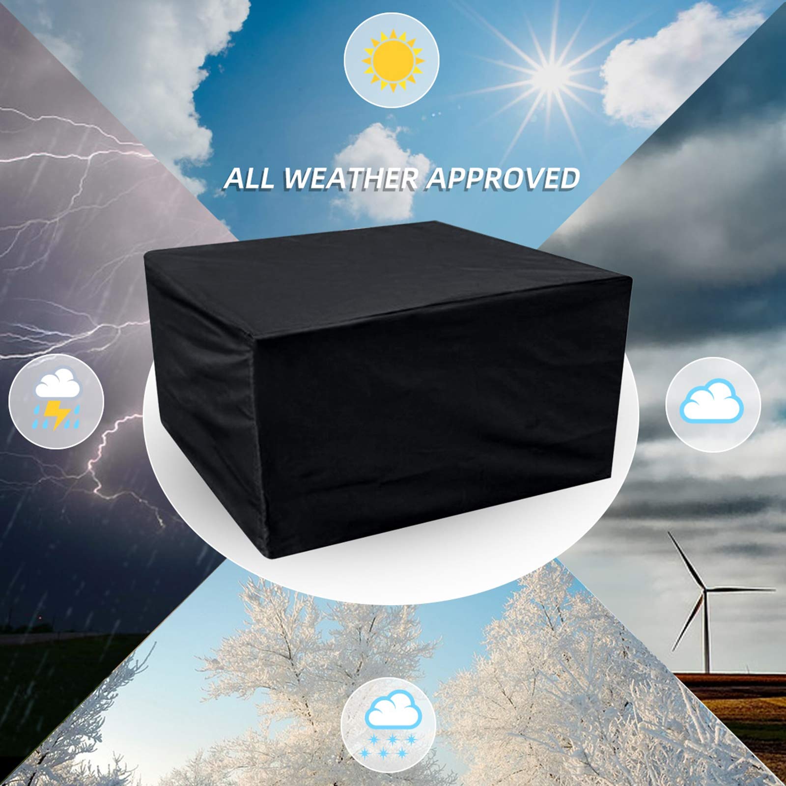 Waterproof Rectangular Patio Table Cover - UV Resistant, Fade Proof All-Weather Outdoor Furniture Protector for Garden, Deck, and Backyard Use