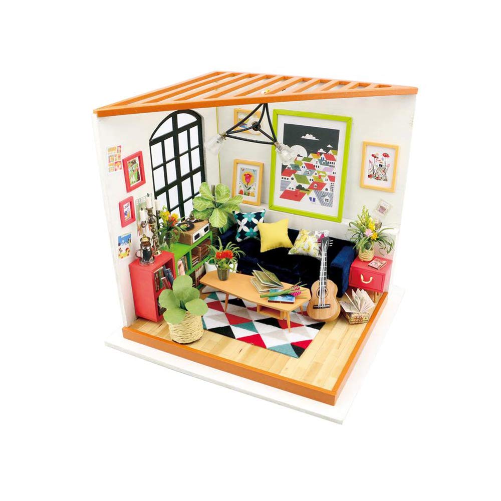 DIY 3D Wooden Puzzle Miniature Dollhouse Kit - Locus' Sitting Room Model for Teens & Adults | STEM Educational Craft | Home Decor & Gift Idea for Holidays & Birthdays