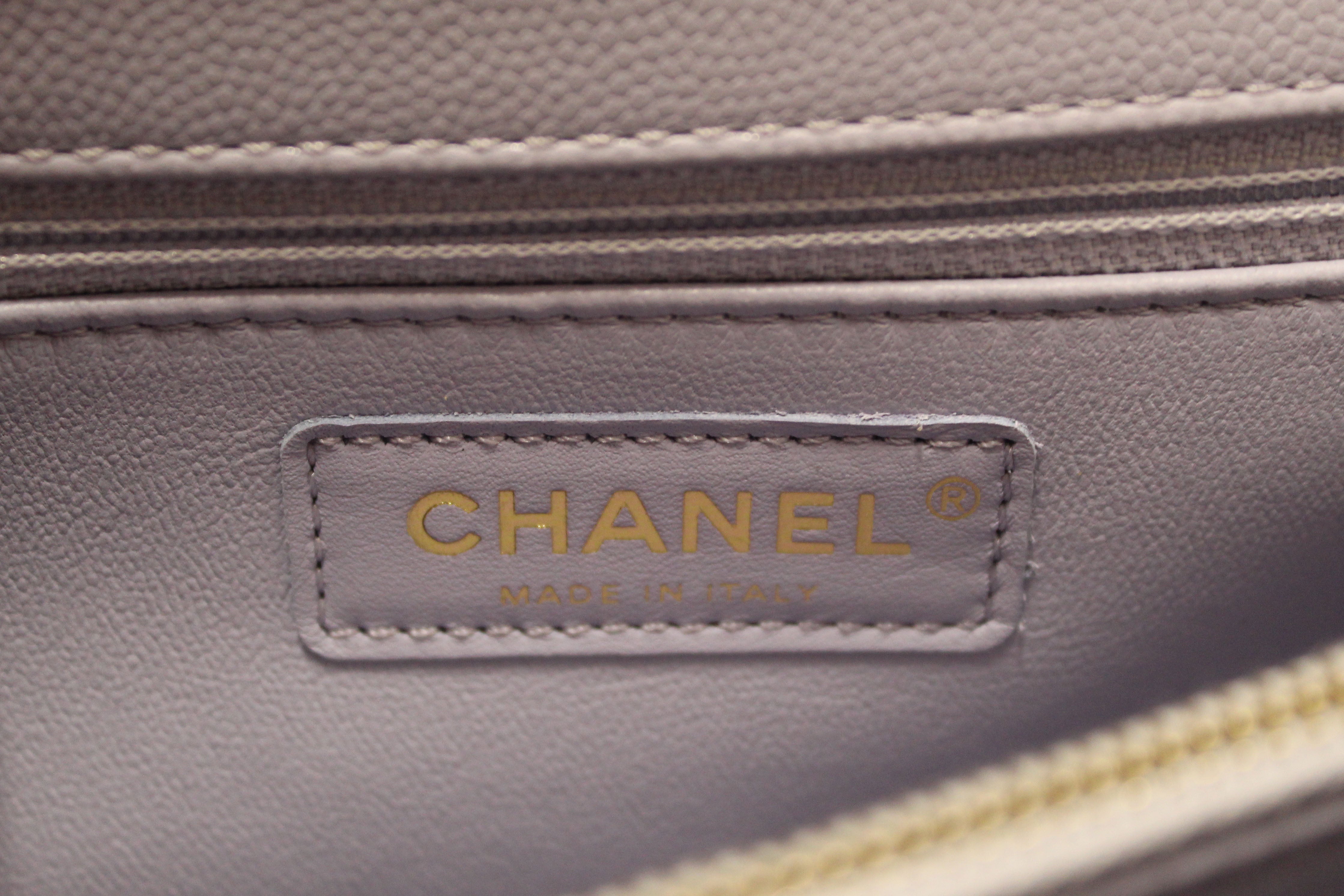 Authentic Chanel Light Purple Quilted Caviar Leather Medium CoCo Handle Flap Bag - Luxury Designer Handbag for Women, Perfect for Parties, Weddings & Special Occasions