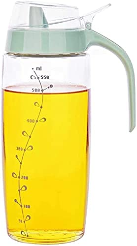 Premium Glass Oil and Vinegar Dispenser Bottle - 620ML Leak-Proof Kitchen Cruet for Olive Oil & Balsamic - Transparent & Green - Perfect for Salad Dressing, Cooking & Tabletop Decoration