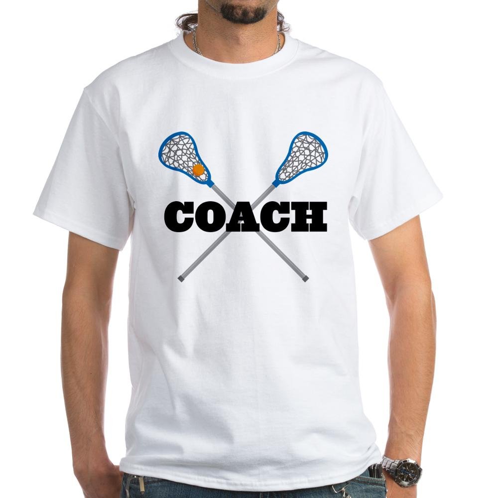 Lacrosse Coach White Cotton T-Shirt for Men & Women - Comfortable Breathable Tee for Coaching, Games & Team Spirit