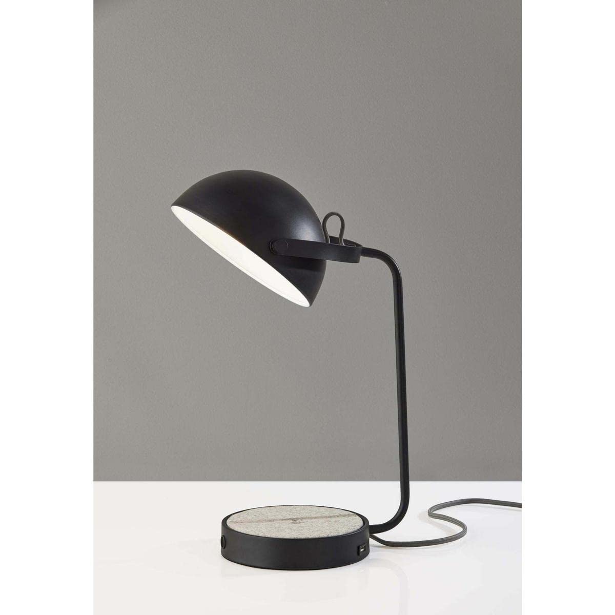 ADESSO Brooks AdessoCharge Wireless Charging Desk Lamp with USB Port - Modern LED Task Light for Home Office, Bedroom Nightstand & Study Desk (Black)