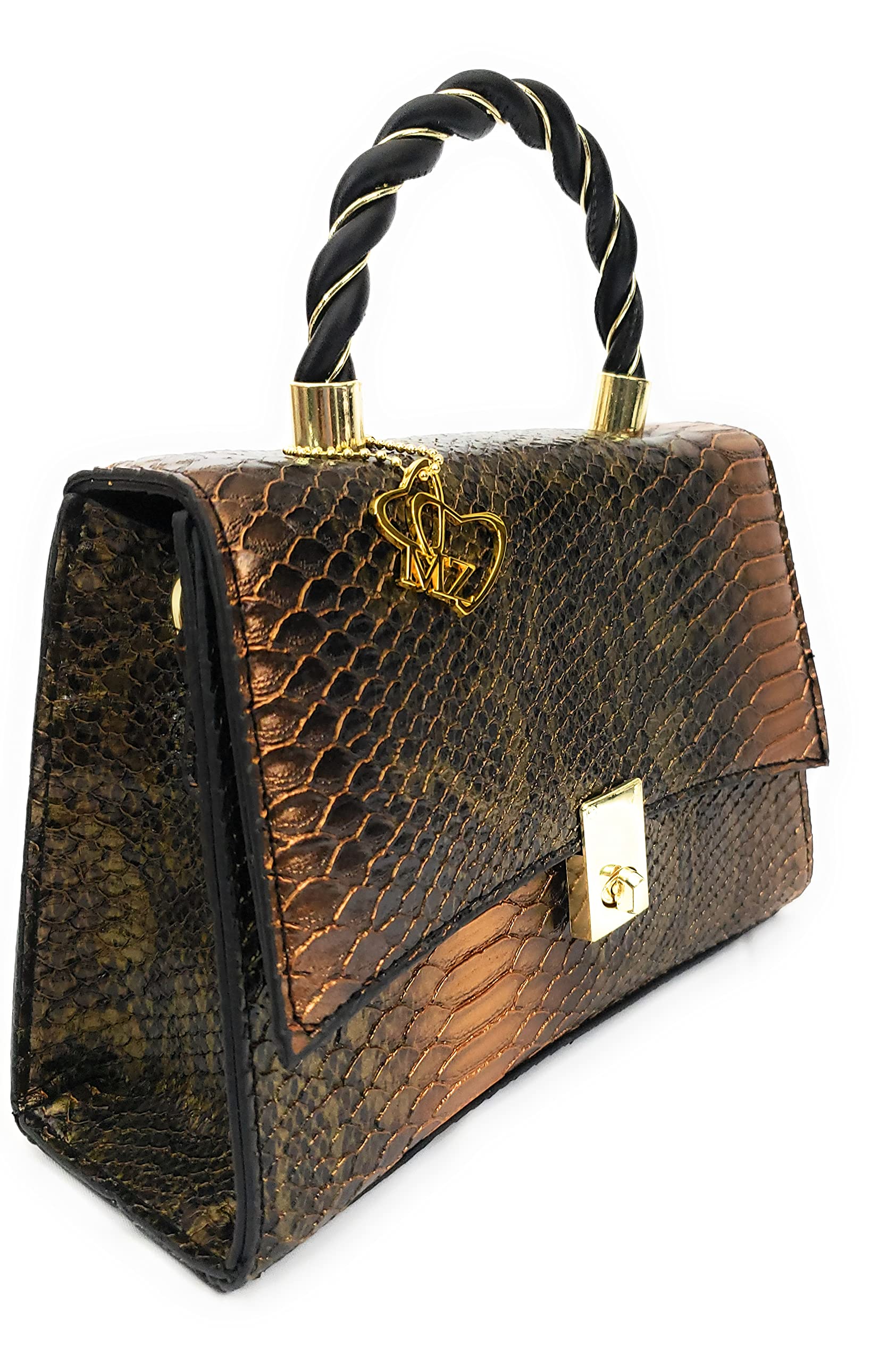 Vegan Leather Handbag for Women - Black Python Skin Texture Shoulder Bag & Crossbody Purse - Perfect for Work, Travel, and Everyday Use