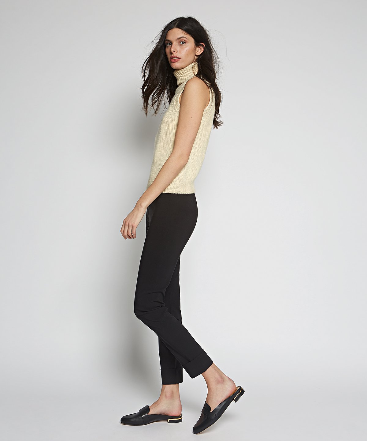 Franco Cuffed Pants for Women - Classic Black High Waist Trousers | Office Wear, Business Casual & Smart Outfits