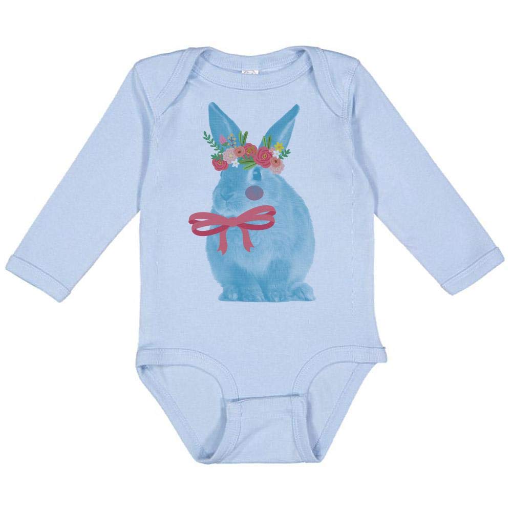 TATY Kids Bunny with Flower Crown Easter Long Sleeve Baby Onesie - Soft Cotton Infant Bodysuit for Boys & Girls - Perfect for Easter Photos, Spring Outfits & Holiday Celebrations