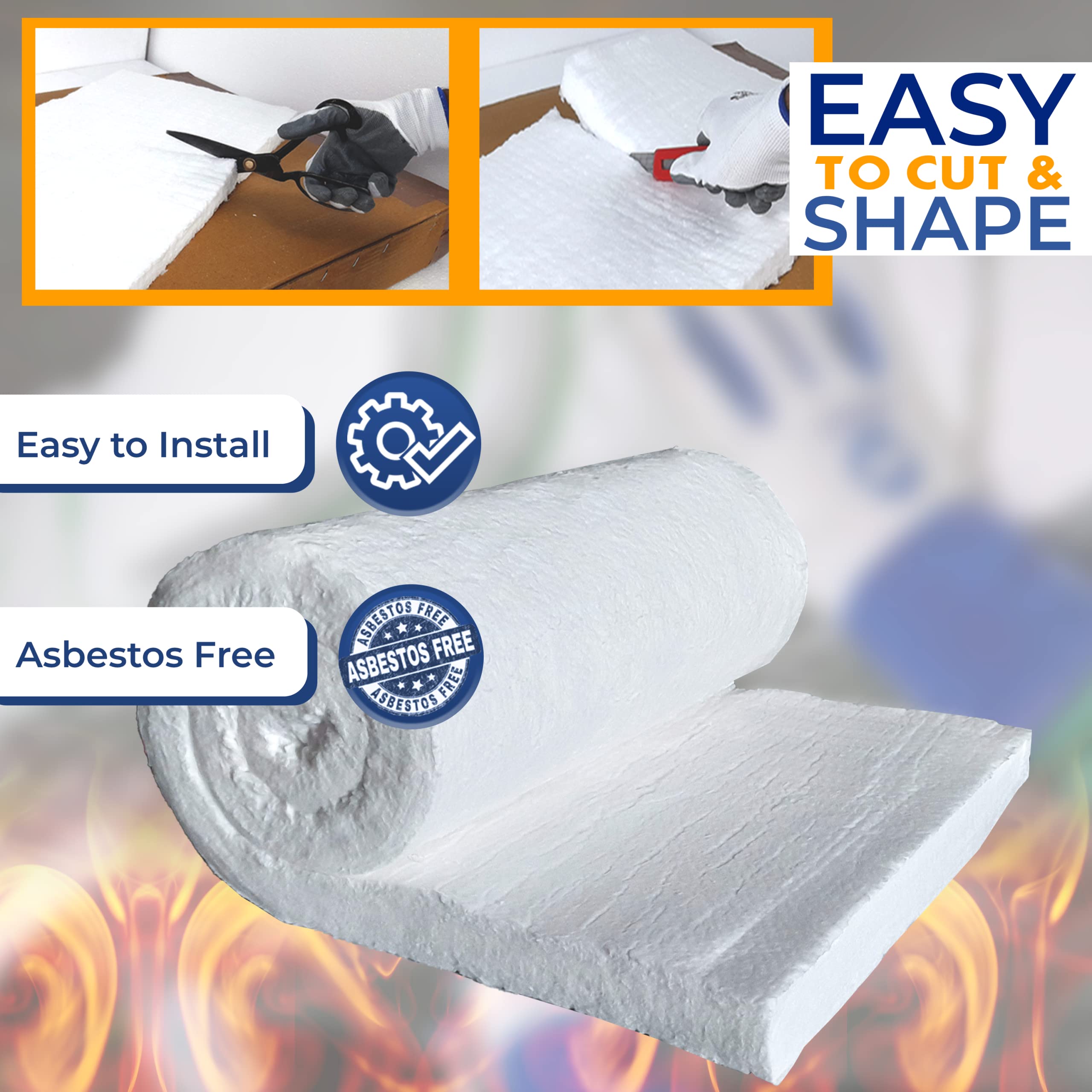 High-Temperature Ceramic Fiber Insulation Blanket - 8# 2400°F Fireproof - 2