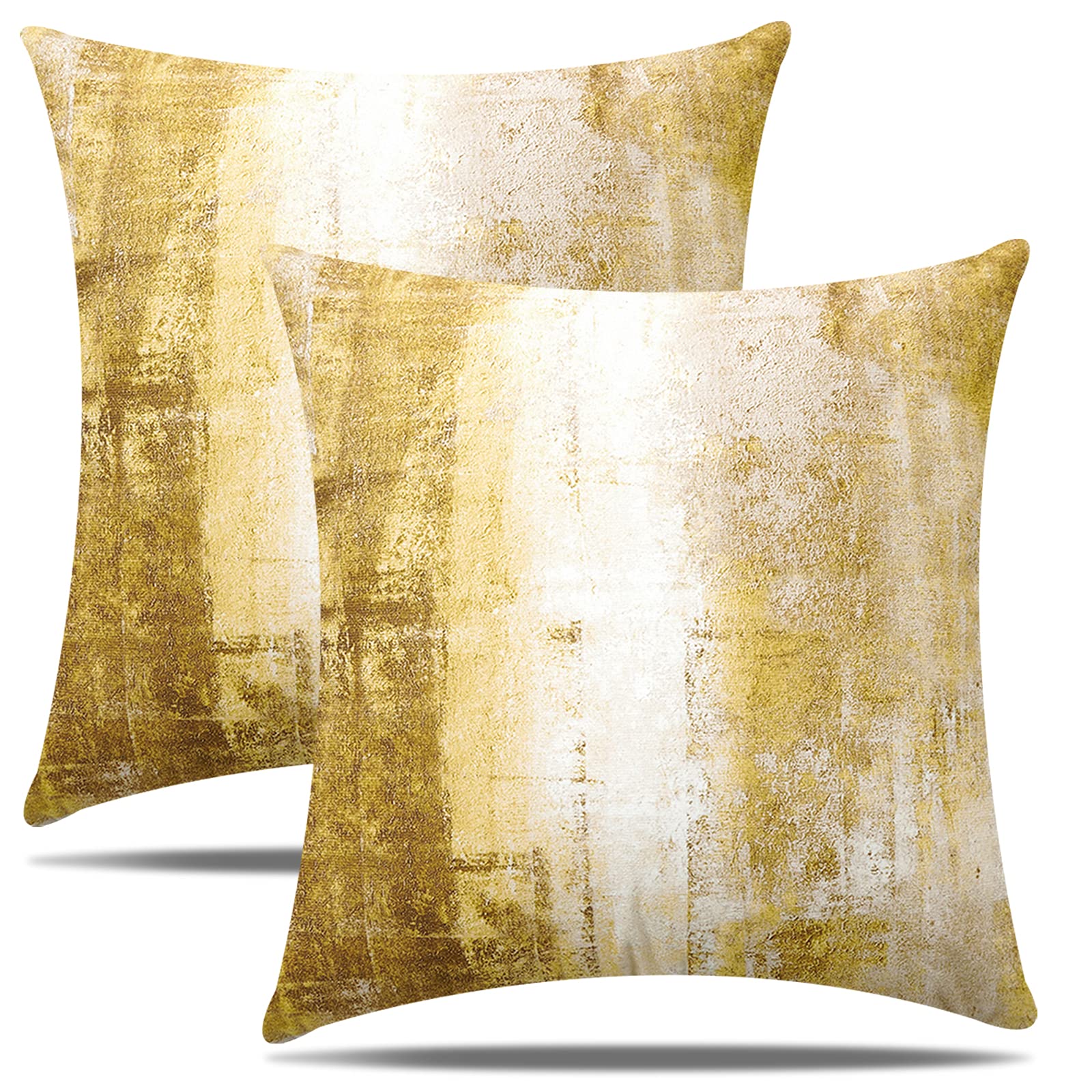 Modern Abstract Yellow & Grey Throw Pillow Covers 20x20 Inch Set of 2 - Decorative Cushion Covers for Sofa, Living Room, Bedroom - Artistic Accent Pillowcases for Home Decor & Gallery Wall Display