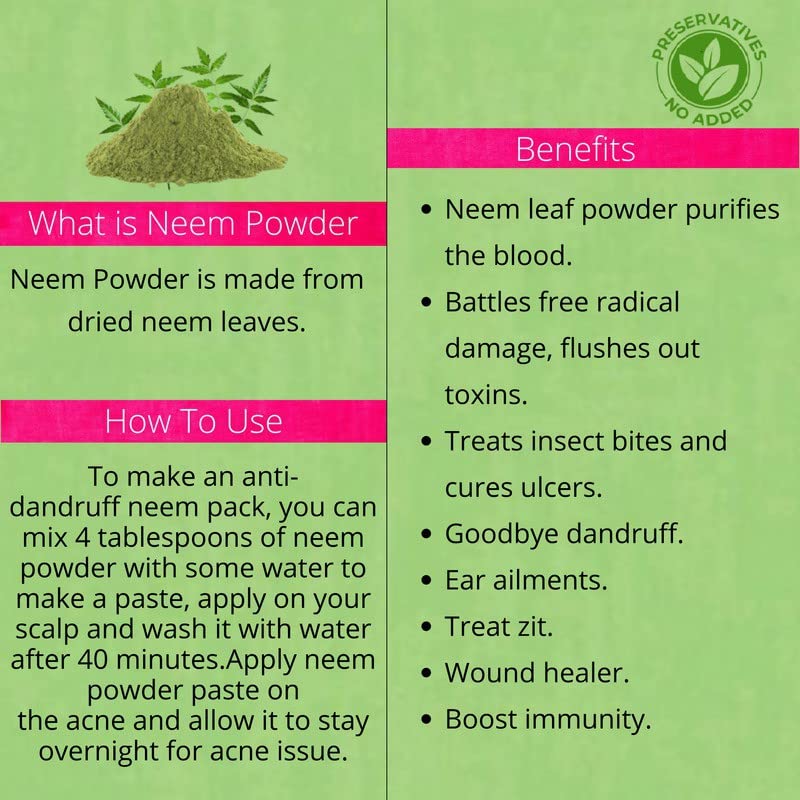 Organic Neem Leaf Powder for Face Care - 100% Natural, Chemical-Free Skincare Solution | Acne Treatment, Dark Spot Remover, Skin Brightening for Daily Beauty Routine