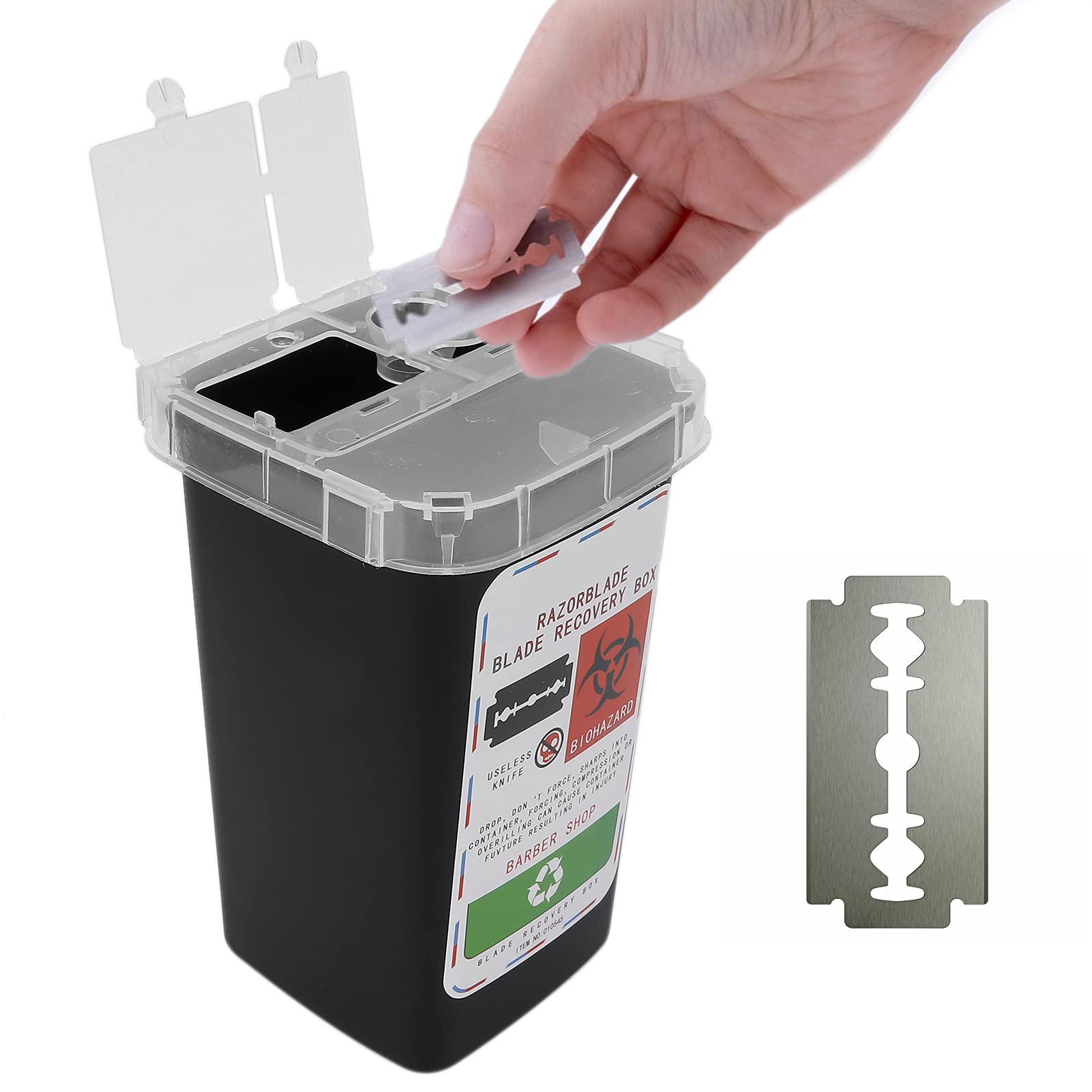 Blade Disposal Container - Safe Razor Blade Disposal Box for Barbershops & Salons | Black Shaving Blade Collector | Perfect for Home & Professional Use