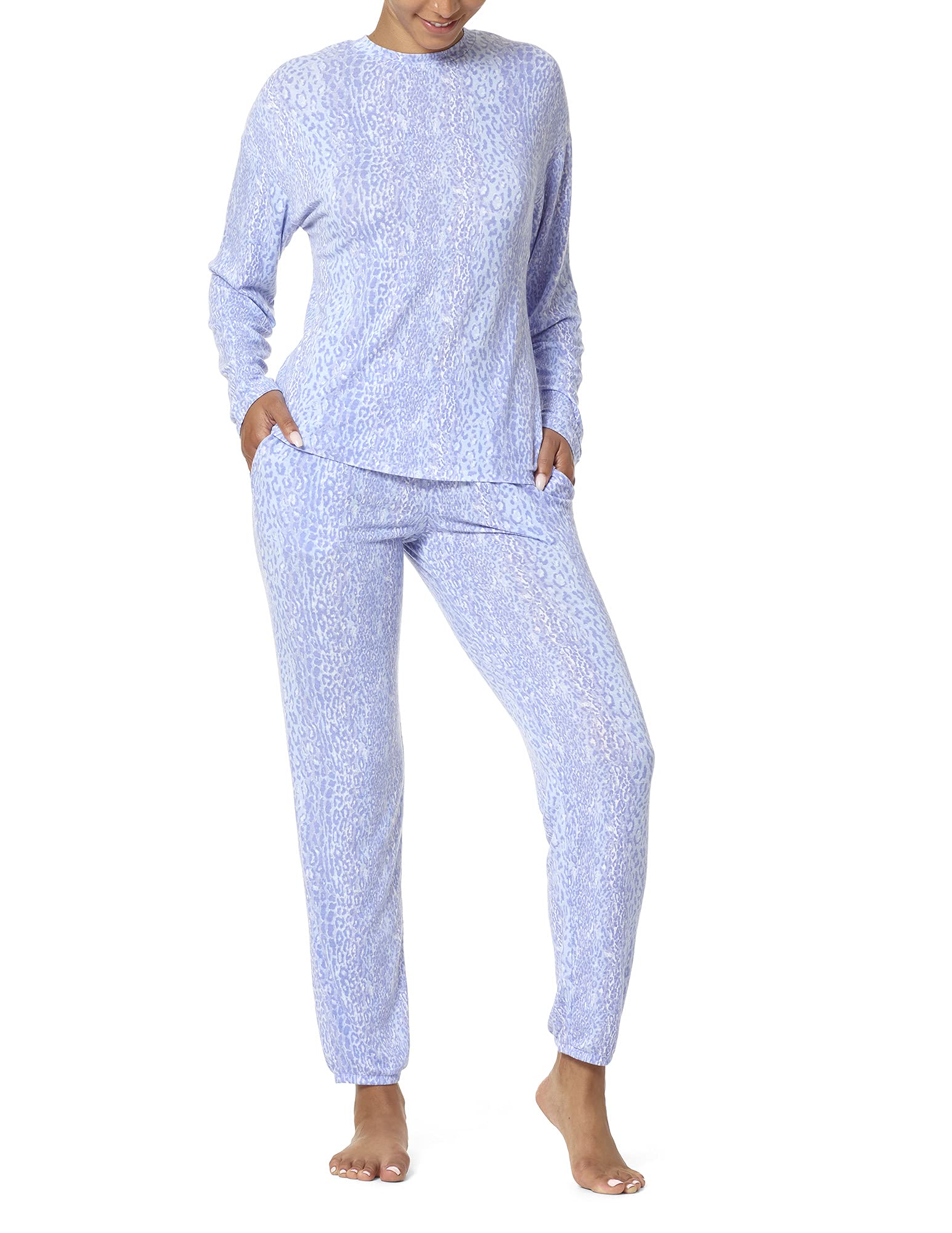 HUE Women's 2-Piece Pajama Set - Soft Long Sleeve Tee & Comfortable Jogger Pants for Cozy Sleep & Lounge Wear - Perfect for Nighttime Relaxation and Home Comfort