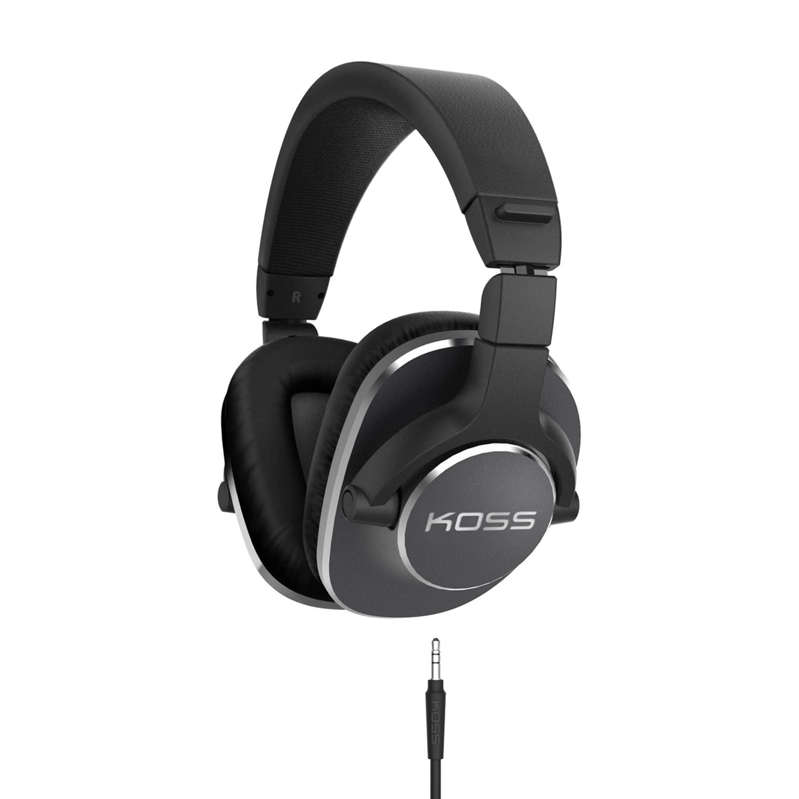 Koss Pro4S Professional Over-Ear Studio Headphones with Detachable Cable - Dual Entry Options (Black/Silver) | Perfect for Music Production, Gaming & Audio Mixing