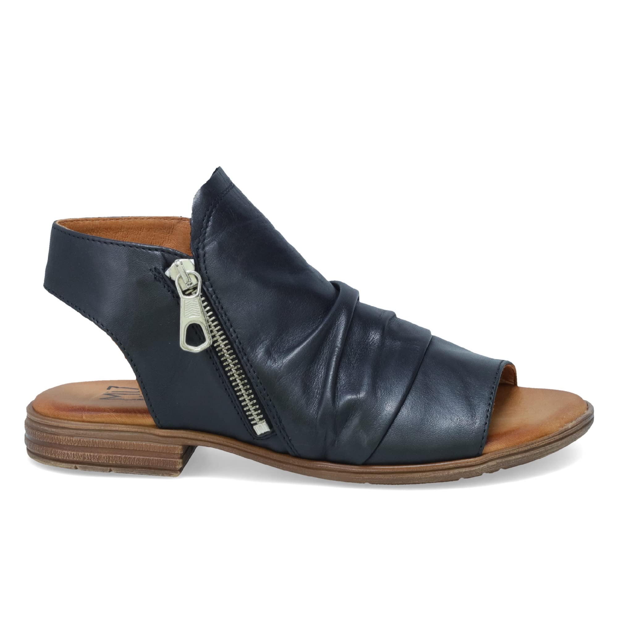 Miz Mooz Dylan Women's Leather Sandals - Peep Toe Boho Sandals with Side Zipper | Comfortable & Stylish for Summer Outfits, Beach Vacations & Casual Wear
