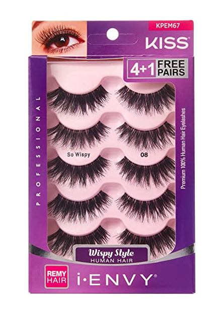 IENVY SO WISPY 100% Human Hair Lashes - 5 Pack Natural Looking False Eyelashes for Dramatic Volume & Length - Perfect for Parties, Weddings & Everyday Glam