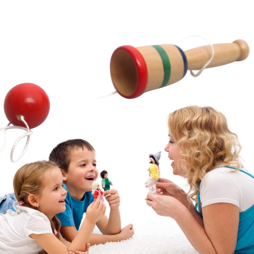 4pcs Wooden Coordination Game Toy for Kids - Outdoor Toss and Catch Ball Game, Preschool Learning Toys, Fun Ball and Cups Set, Wooden Balance Cup Kendama Toys, Child Bamboo Puzzle from Japan - Perfect for Backyard Play, Birthday Gifts & Montessori Activities