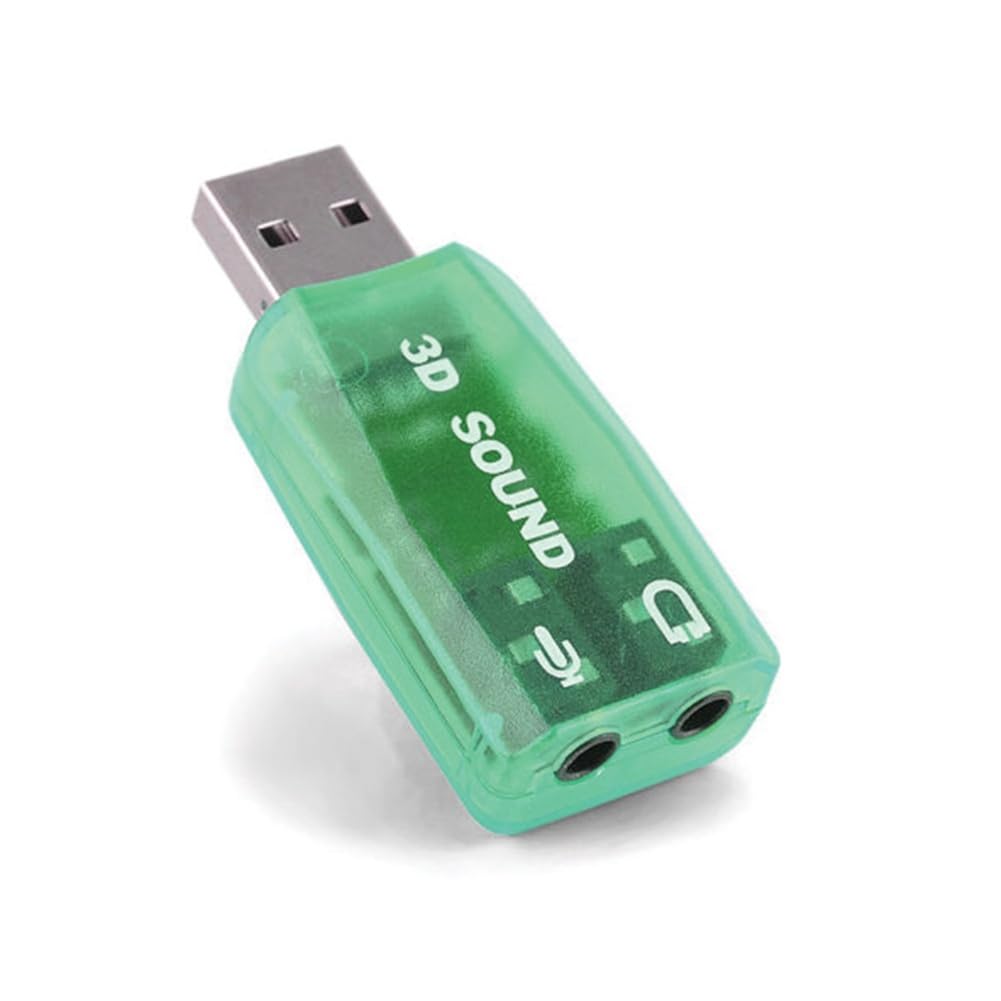 Mkcavne USB Sound Card - External Mini USB to 3.5mm Audio Adapter for Windows 7/8/10, Android, Laptop, PC, Headphones & Speakers | Portable Stereo Sound Converter for Gaming, Streaming & Conference Calls (Green)
