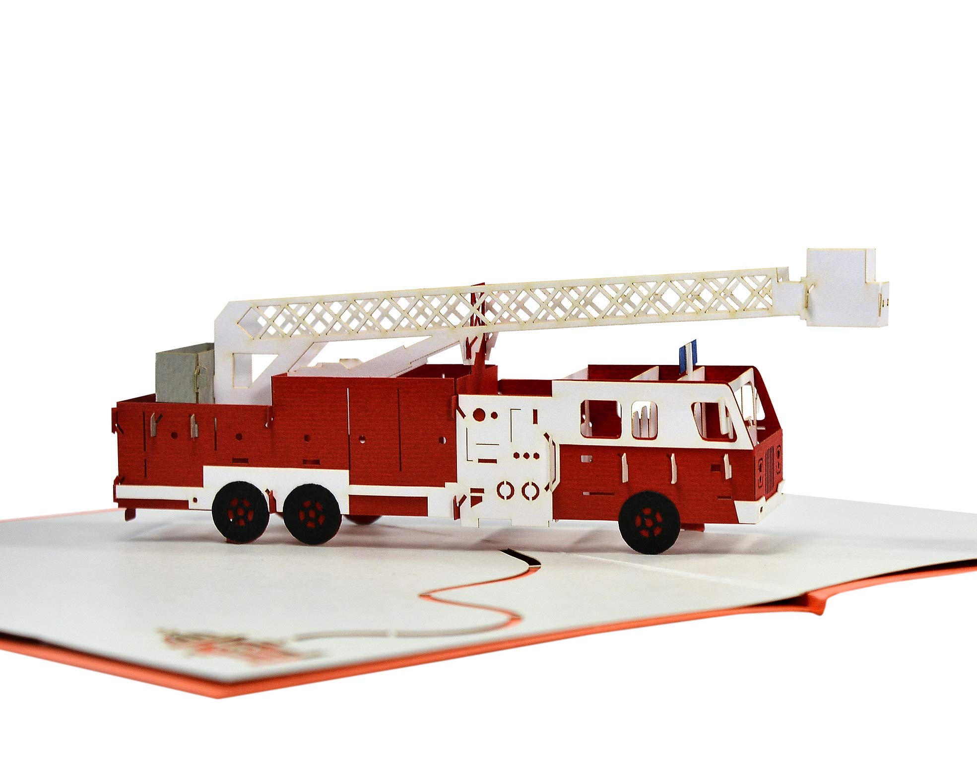 3D Fire Truck Pop-Up Card - Fathers Day & Birthday Gift for Greetings