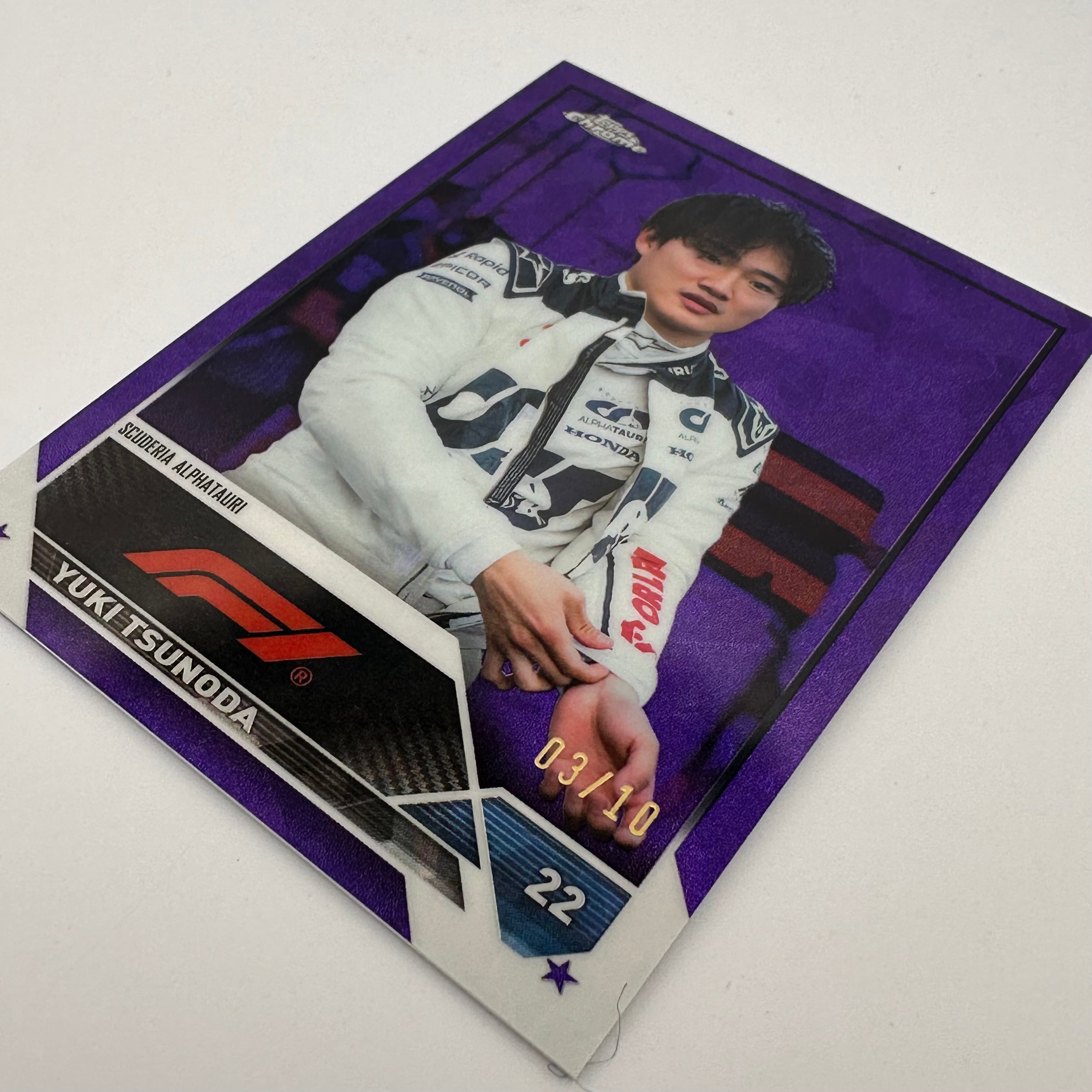 2023 Topps Chrome Sapphire Yuki Tsunoda #56 Purple F1 Racing Card - Perfect for Collectors, Trading, and Displaying in Your Sports Memorabilia Collection