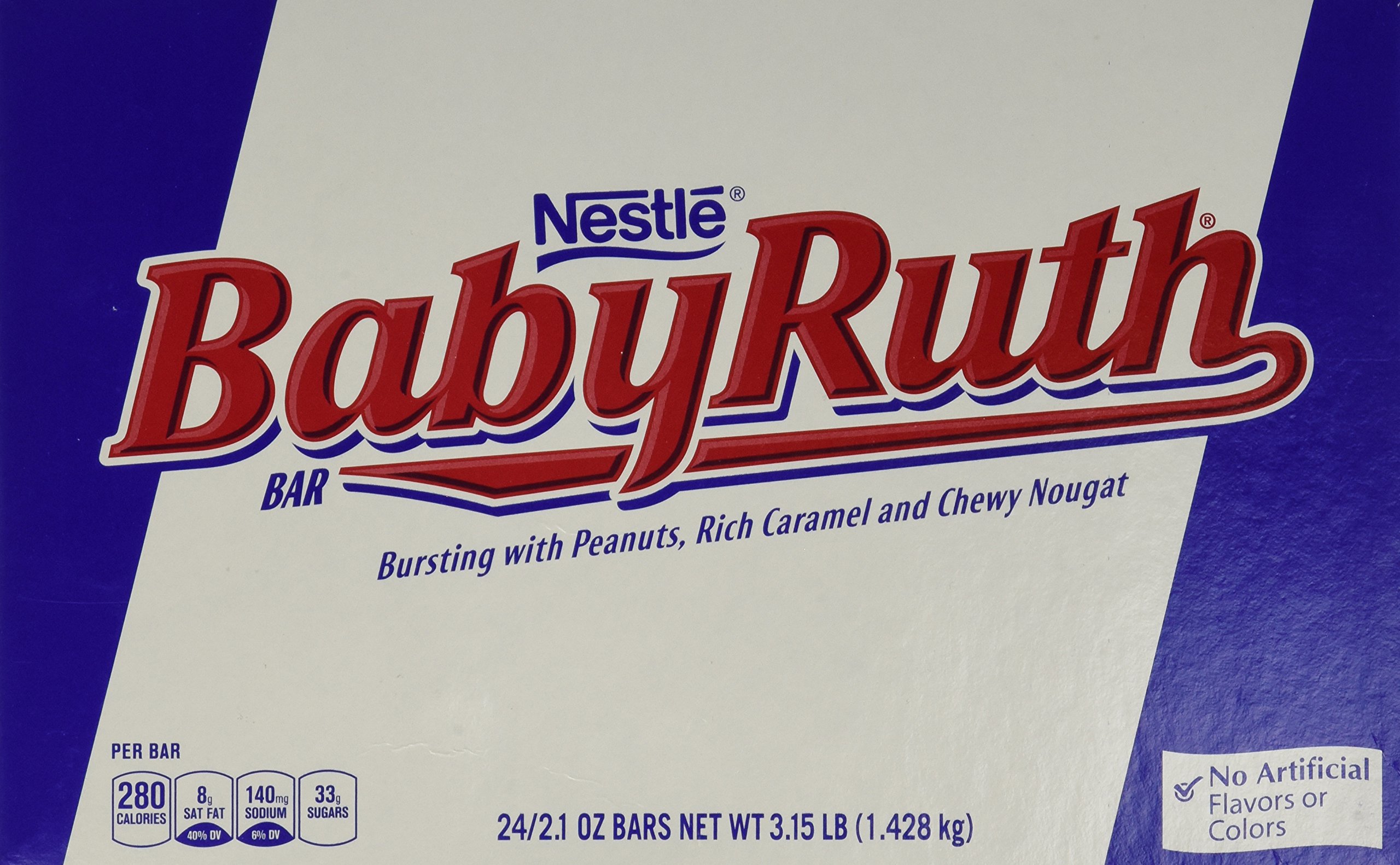 Baby Ruth Candy Bars 24-Pack (2.1oz) - Perfect for Halloween & Party Snacks