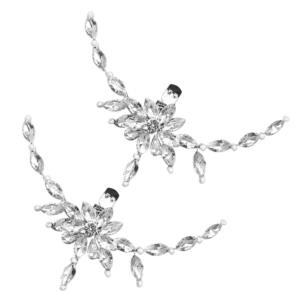 Holibanna 1 Pair Pearl & Rhinestone Crystal Shoe Clips - Elegant Bridal Shoe Buckles, DIY Floral Shoe Charms for Wedding, Prom, Party Shoes - Perfect for Brides, Bridesmaids & Special Occasions